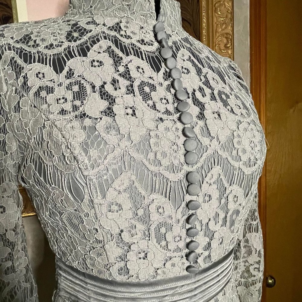 Elegant Dove Gray Lace Dress